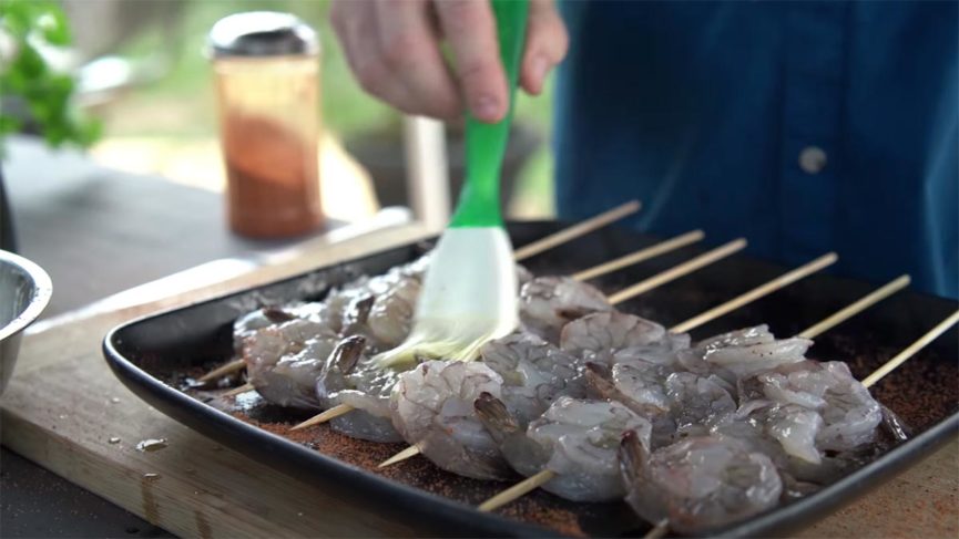 Jim Elser’s Spicy Shrimp Skewers  on the Green Mountain Grill