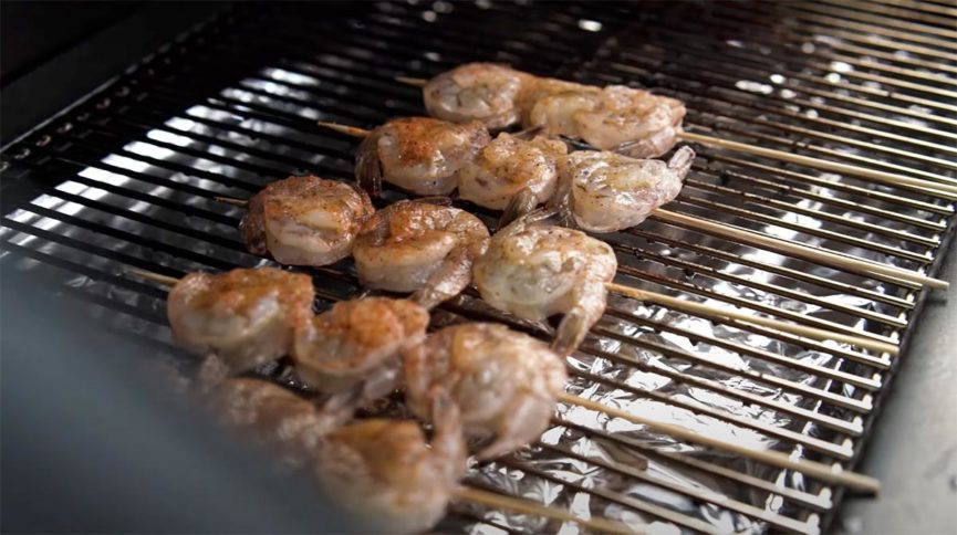 Jim Elser’s Spicy Shrimp Skewers  on the Green Mountain Grill