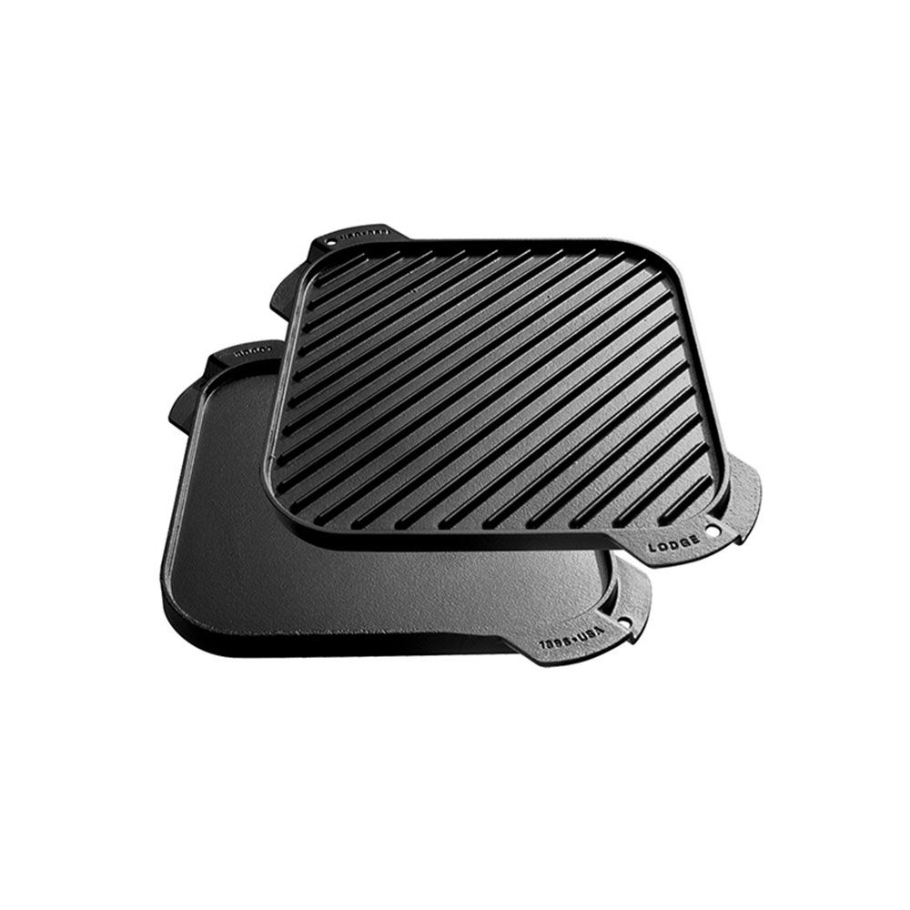 Lodge 19.5 X 10 Cast Iron Reversible Grillgriddle - Double Burner Griddle  - Indoor & Outdoor Cooking - Superior Heat Retention - Reversible Grill