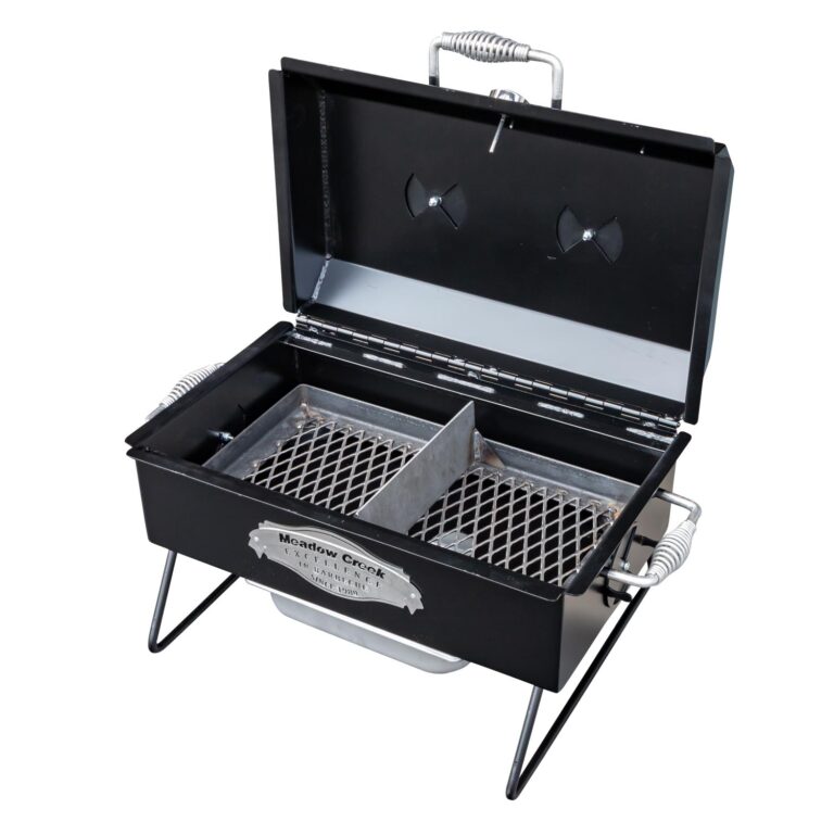Firebox With Adjustable Divider on Meadow Creek SK23 Steak Grill With Optional Stainless Steel Ash Pan