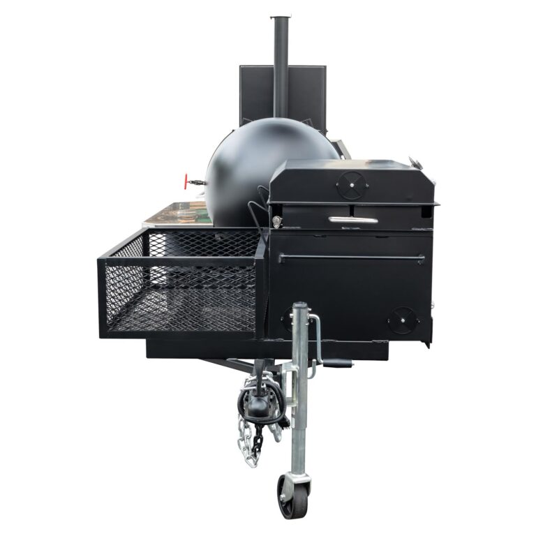Meadow Creek TS250 Tank Smoker With Optional BBQ42 With Charcoal Pullout and Stainless Steel Exterior Shelves